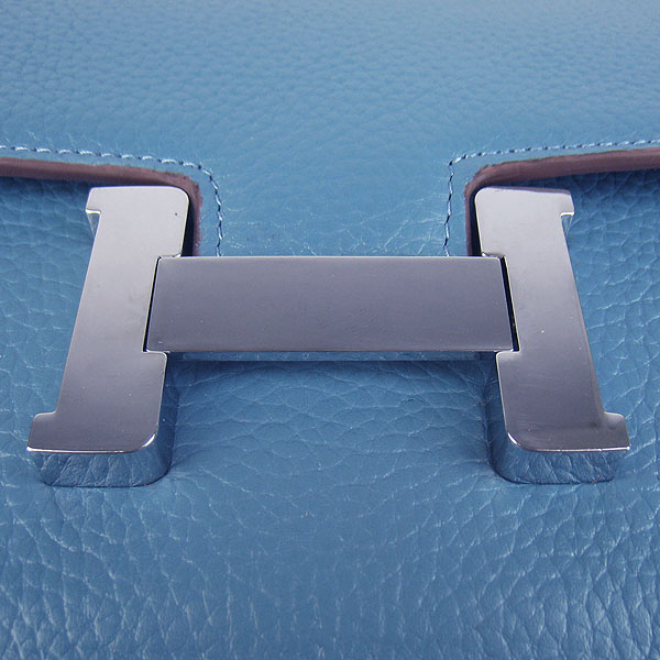 7A Hermes Constance Togo Leather Single Bag Blue Silver Hardware H020 - Click Image to Close